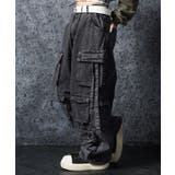 BLACK | ケミカルデニム ワイドカーゴパンツ レディース | ONE 4 PREMIUM