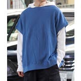 BLUE | ニットベスト メンズ ワッフルニット | ONE 4 PREMIUM