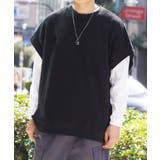 BLACK | ニットベスト メンズ ワッフルニット | ONE 4 PREMIUM