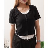 black | カーディガン レイヤード風 半袖 | ONE 4 PREMIUM