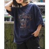 B柄-NAVY | ◆ダメージ バイオウォッシュ加工 Tシャツ◆ | ONE 4 PREMIUM