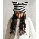 BLACK×WHITE | ニット帽 メンズ 猫耳ニット帽 | ONE 4 PREMIUM