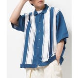 D.ブルー | ◆ストライプ ニットシャツ◆ ニットポロ | ONE 4 PREMIUM