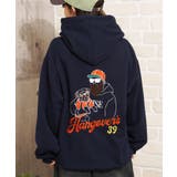 NAVY | 裏起毛 サガラ刺繍 ZIPパーカー | ONE 4 PREMIUM