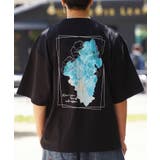 C柄/ブラック | ◆水彩画風 フラワー バックプリントTシャツ◆ | ONE 4 PREMIUM