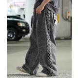 BLACK | ◆サイドフリンジ チェッカーライン ワイドデニムパンツ◆ | ONE 4 PREMIUM