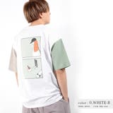 3-O.WHITE(B柄) | ◆レトロタッチ クレイジー ビッグTシャツ◆ | ONE 4 PREMIUM