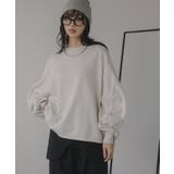 オートミール | ギャザースリーブ オーバーサイズ スウェット	 | 210nouve