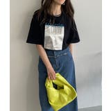 ブラック | 箔プリントロゴビッグTシャツ | 210nouve