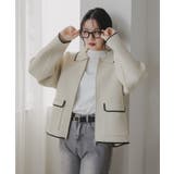 アイボリー | 配色使いジップニットカーディガン | 210nouve