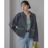 チャコールグレー | 配色使いジップニットカーディガン | 210nouve