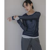 ネイビー | ヘンリーネック チュール ロンT | 210nouve