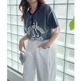 ブラック | チュールレイヤードカレッジプリントTシャツ | 210nouve