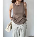 ブラウン | レーヨンブレンドサイドスピンドルニットタンクトップ | 210nouve