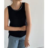 ブラック | レーヨンブレンドサイドスピンドルニットタンクトップ | 210nouve