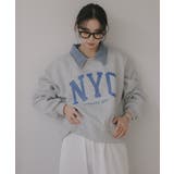 デニム シャツ ドッキング ロゴ スウェット / プルオーバー | 210nouve | 詳細画像12