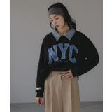 デニム シャツ ドッキング ロゴ スウェット / プルオーバー | 210nouve | 詳細画像2