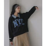 デニム シャツ ドッキング ロゴ スウェット / プルオーバー | 210nouve | 詳細画像3