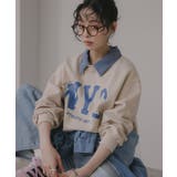 デニム シャツ ドッキング ロゴ スウェット / プルオーバー | 210nouve | 詳細画像7