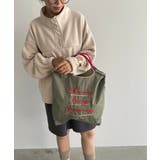 カーキ | デザイン刺繍マーケットバッグ | 210nouve