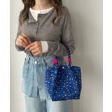 ブルー系 | 【新色レオパードシリーズを追加！】コードストラップ 柄 ニット ハンドバッグ | 210nouve