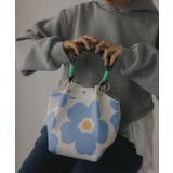 ライトブルー | 【新色レオパードシリーズを追加！】コードストラップ 柄 ニット ハンドバッグ | 210nouve