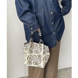 オフホワイト | 【新色レオパードシリーズを追加！】コードストラップ 柄 ニット ハンドバッグ | 210nouve