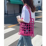 ピンク | ニット編みカラートートバッグ | 210nouve