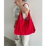 レッド | 配色ドローコードナイロンショルダーバッグ | 210nouve
