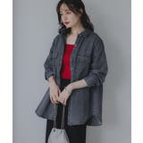 ブラック | デニムビッグシャツジャケット | 210nouve