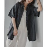 ブラック | ハーフスリーブビッグデニムシャツ | 210nouve