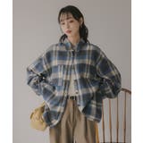 ブルー | オンブレチェック オーバーサイズ シャツ ジャケット | 210nouve