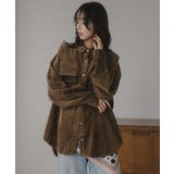 ブラウン | コーデュロイ オーバーサイズ シャツ ジャケット | 210nouve