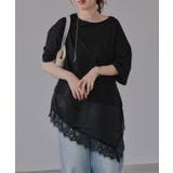 ブラック | レース ドッキング Tシャツ | 210nouve