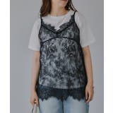 ブラック | レースキャミレーヤードTシャツ | 210nouve