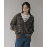 ツイード ボーダー オーバーサイズ ニット カーディガン | 210nouve | 詳細画像2