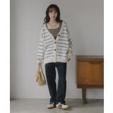 ツイード ボーダー オーバーサイズ ニット カーディガン | 210nouve | 詳細画像9