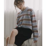 サックスブルー | ラムタッチ ボーダー ポロニット | 210nouve