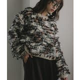 ブラック | ループヤーン マルチカラー フリンジ ニット | 210nouve