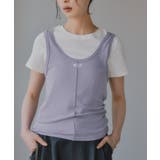 パープル | タンクセット レイヤード デザイン Tシャツ | 210nouve