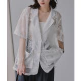ホワイト | クロッシェ レース テーラード 半袖  ジャケット | 210nouve