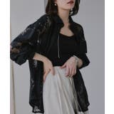 ブラック | レース バックリボン シアー ブラウス | 210nouve