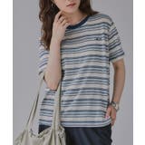 ネイビー | 配色 マルチボーダー リンガー Tシャツ | 210nouve