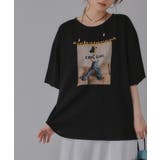 ブラック | オーバーサイズ ガール フォトプリント Tシャツ | 210nouve