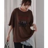 ブラウン | オーバーサイズ フォトプリント Tシャツ | 210nouve