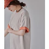 ベージュ | バイカラー ロールアップ Tシャツ | 210nouve