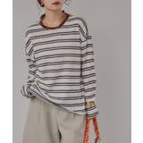 ダークブラウン | 配色 マルチボーダー リンガー ロンT | 210nouve