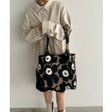 ブラック | 花柄ニットトートバッグ | 210nouve