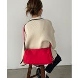 レッド | バイカラースクエアナイロンショルダーバッグ | 210nouve