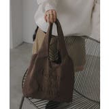 ブラウン | 【リバーシブル】ロゴ 刺繍 トートバッグ | 210nouve